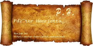 Péter Henrietta névjegykártya