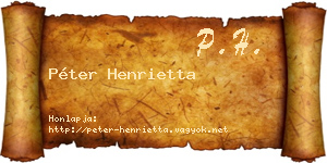 Péter Henrietta névjegykártya